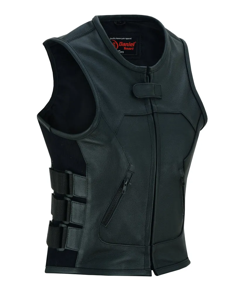 Leather Women's Updated SWAT Team Style Buckle Side Vest