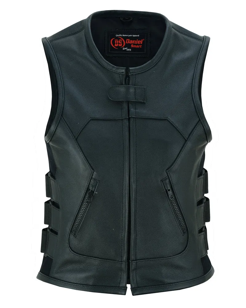 Leather Women's Updated SWAT Team Style Buckle Side Vest