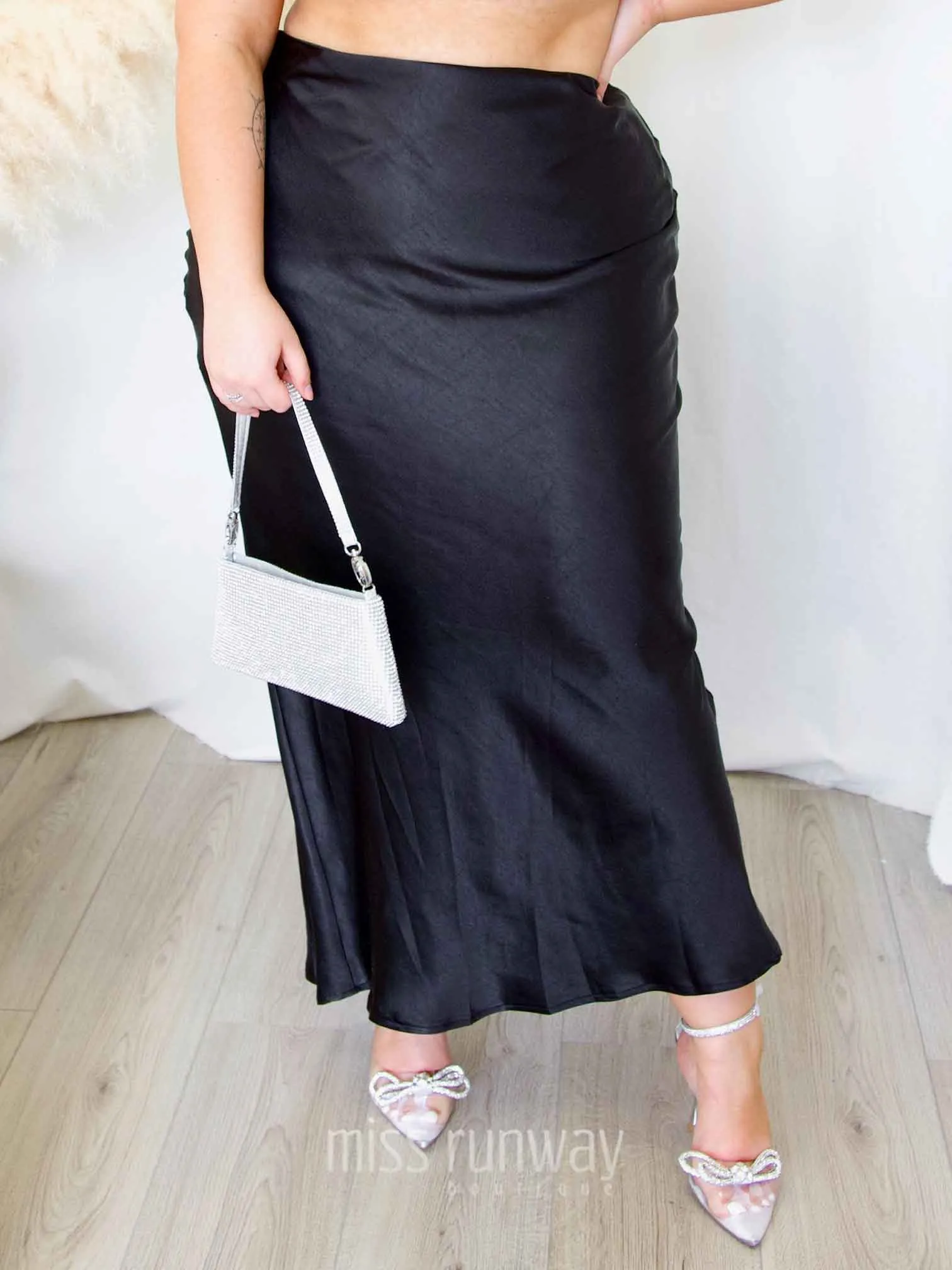 Lexi Satin Maxi Skirt - Black