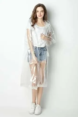 Long Transparent Clear Raincoat Reusable Rain Poncho for Adults (Unisex)