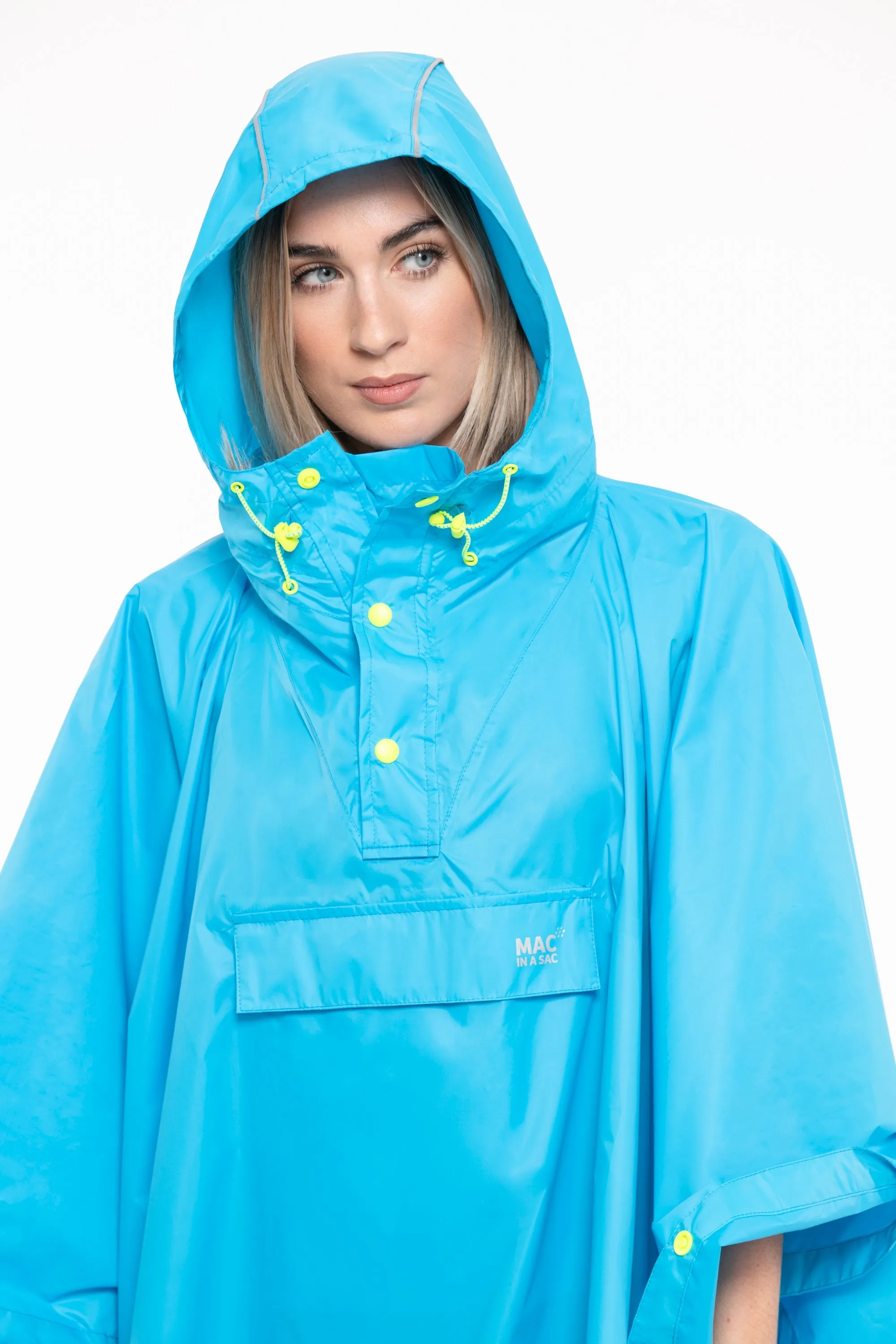 Mac In A Sac Packable Waterproof Unisex Poncho - Neon Blue