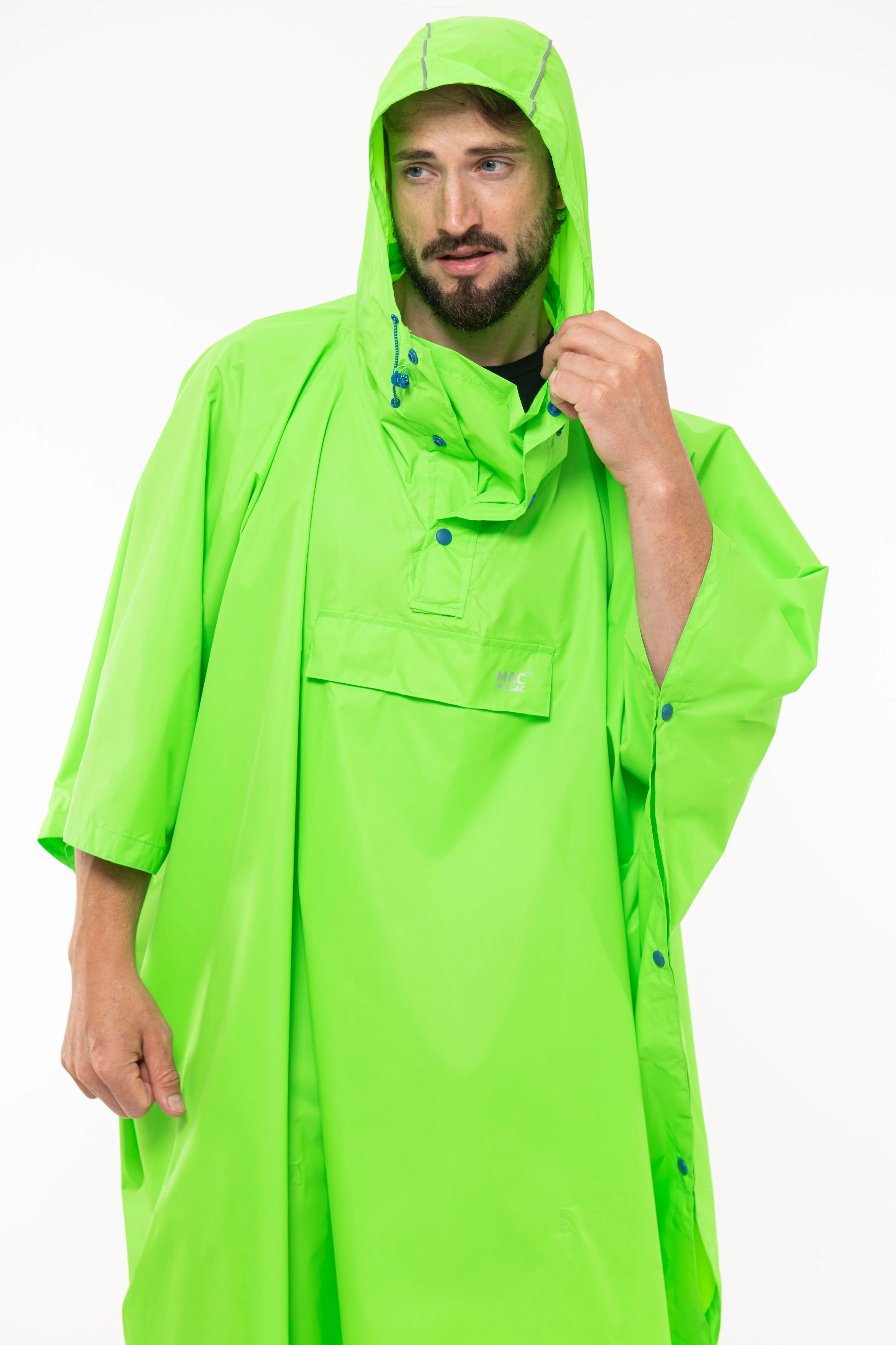 Mac In A Sac Packable Waterproof Unisex Poncho - Neon Green