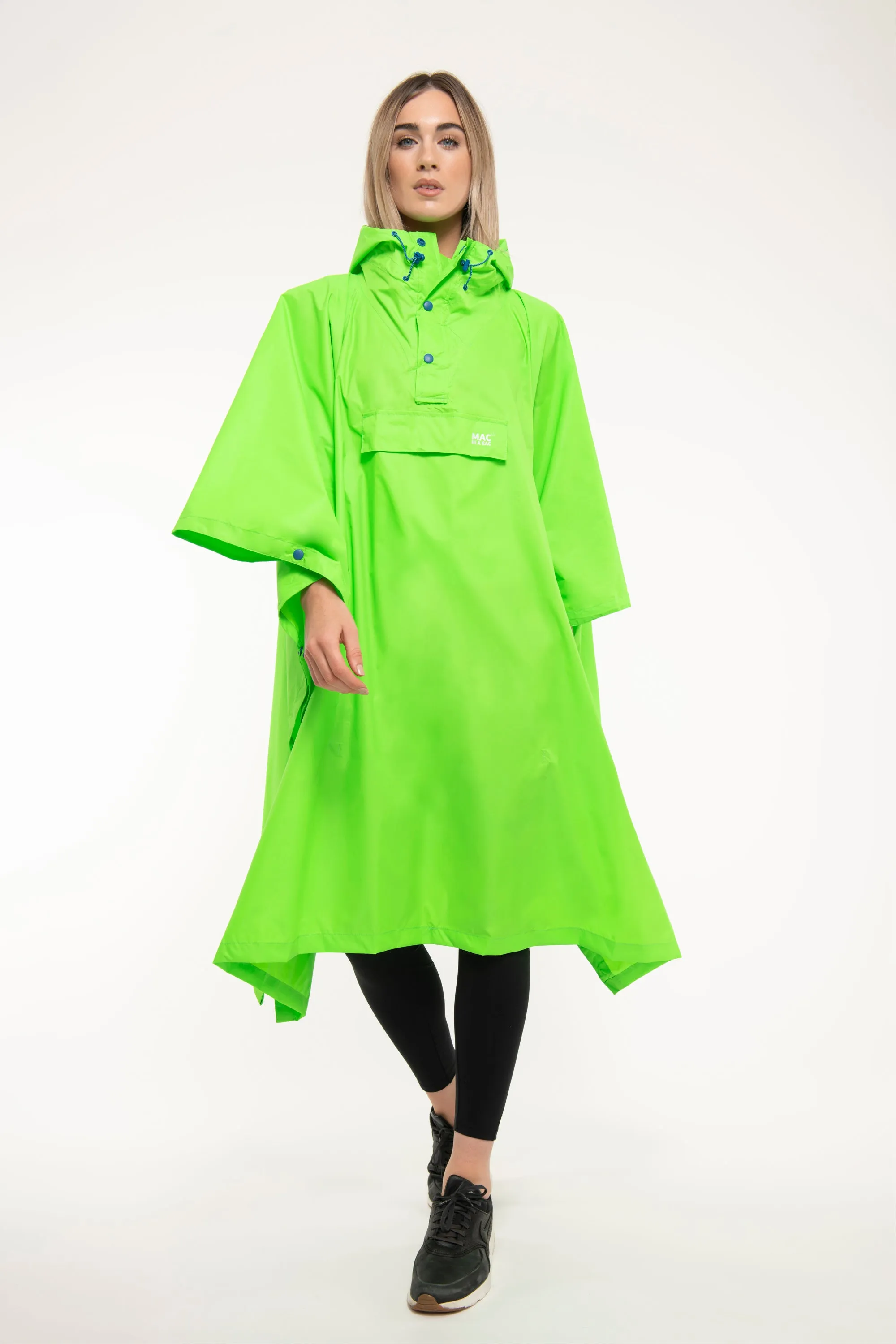 Mac In A Sac Packable Waterproof Unisex Poncho - Neon Green