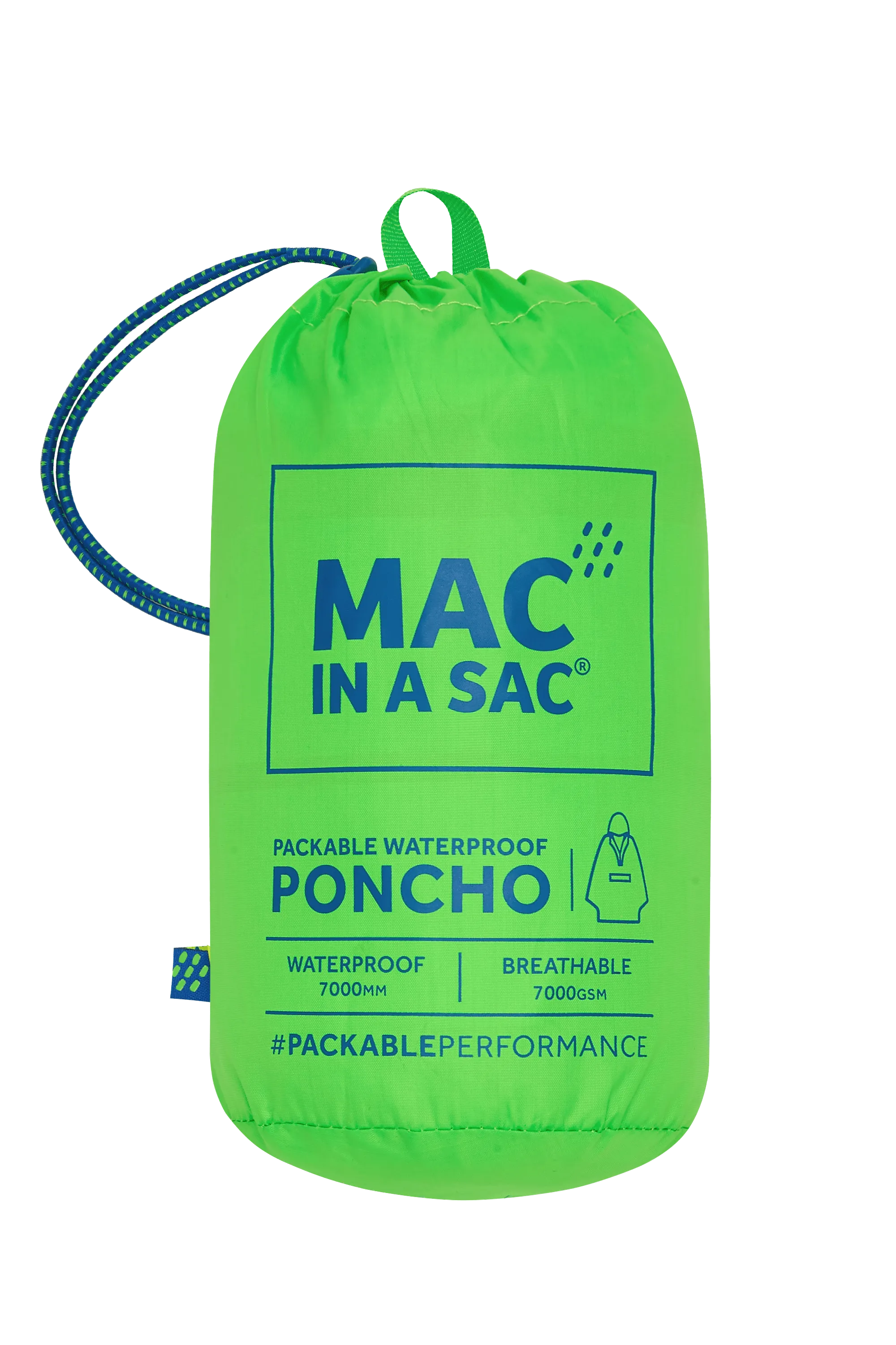 Mac In A Sac Packable Waterproof Unisex Poncho - Neon Green