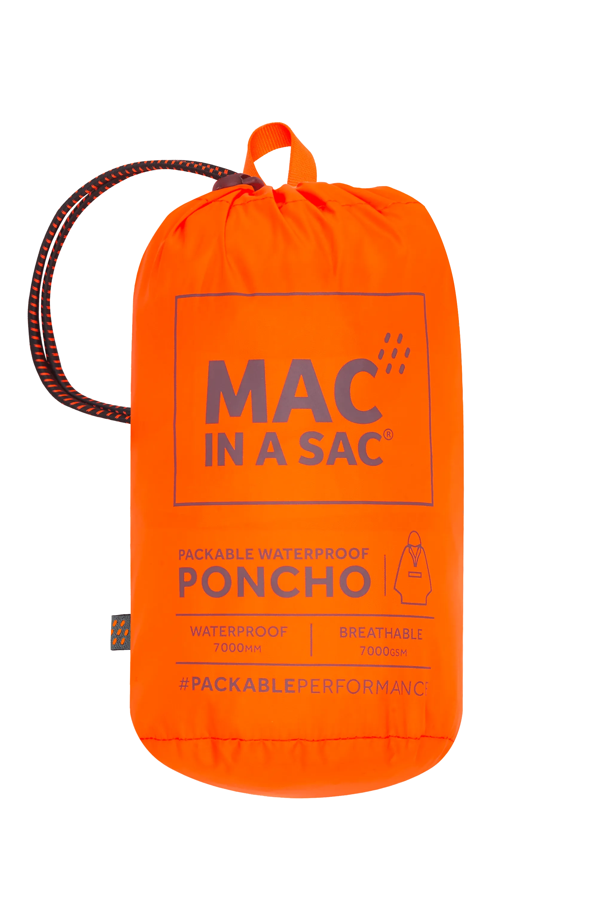 Mac In A Sac Packable Waterproof Unisex Poncho - Neon Orange