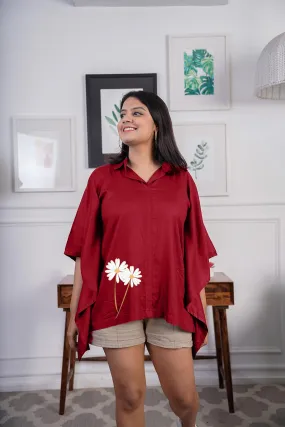 Maroon Kaftan Top - Daisy