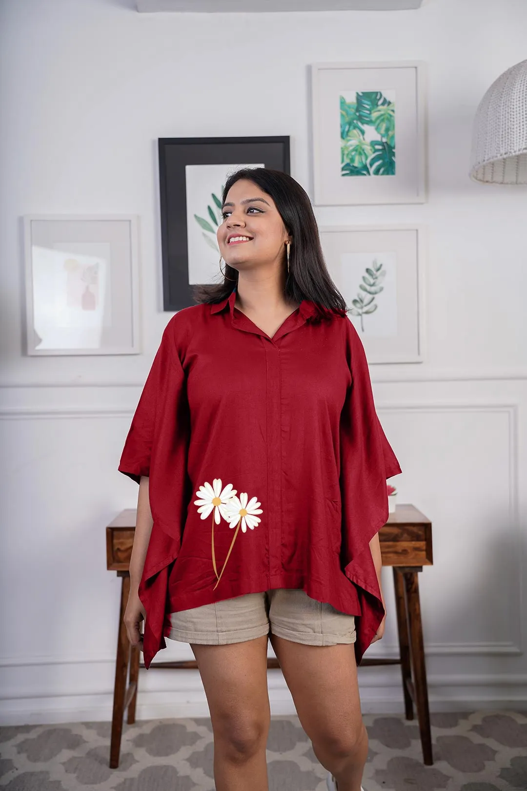 Maroon Kaftan Top - Daisy