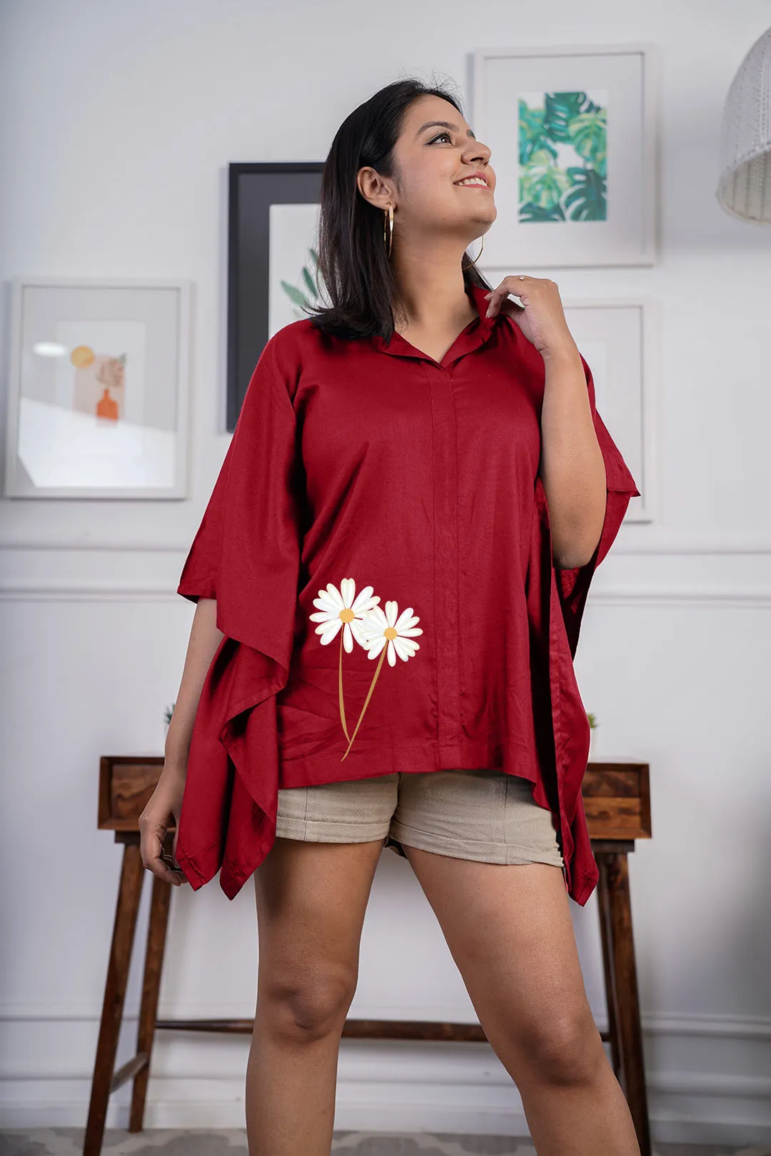 Maroon Kaftan Top - Daisy