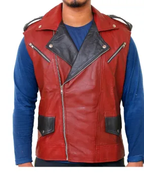 Men Maroon Biker Leather Vest