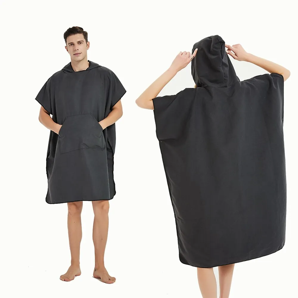 Microfiber  Wetsuit Changing Robe  Hood, Quick Dry Hooded Towels for Swim, Beach & Pool Surf Poncho with Pocket