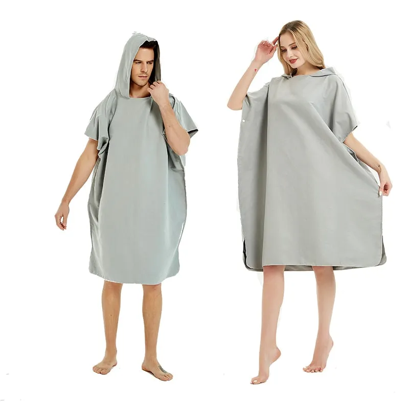 Microfiber  Wetsuit Changing Robe  with Hood, Quick Dry Hooded Towels for Swim, Beach Surf Poncho Compact & Lightweight