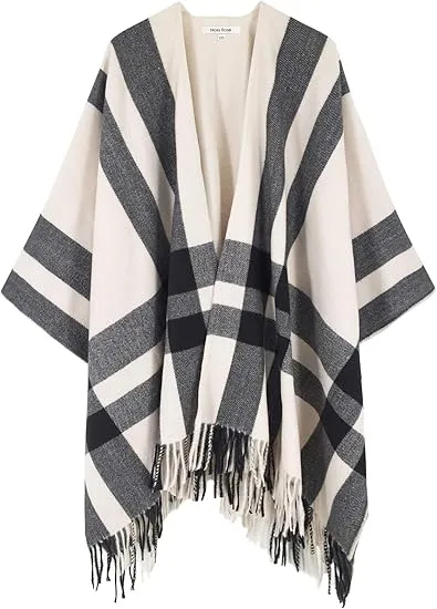 Mulitcolored Winter Chic Plaid Poncho Cardigan