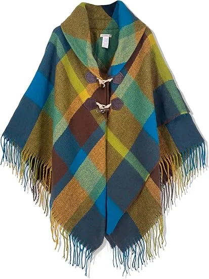 Mulitcolored Winter Chic Plaid Poncho Cardigan