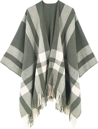 Mulitcolored Winter Chic Plaid Poncho Cardigan