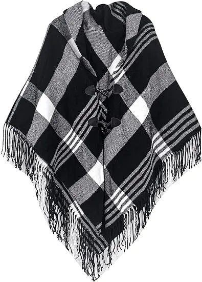 Mulitcolored Winter Chic Plaid Poncho Cardigan