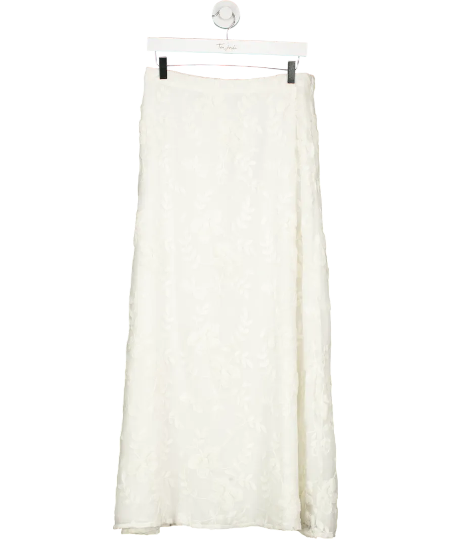 NA-KD White Embroidery Maxi Skirt UK 8