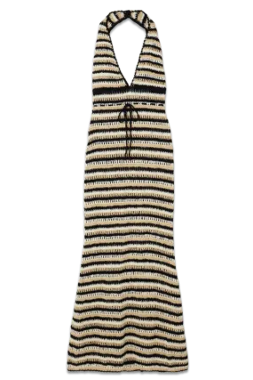   NET SUSTAIN Torcello Striped Crocheted Cotton Maxi Dress