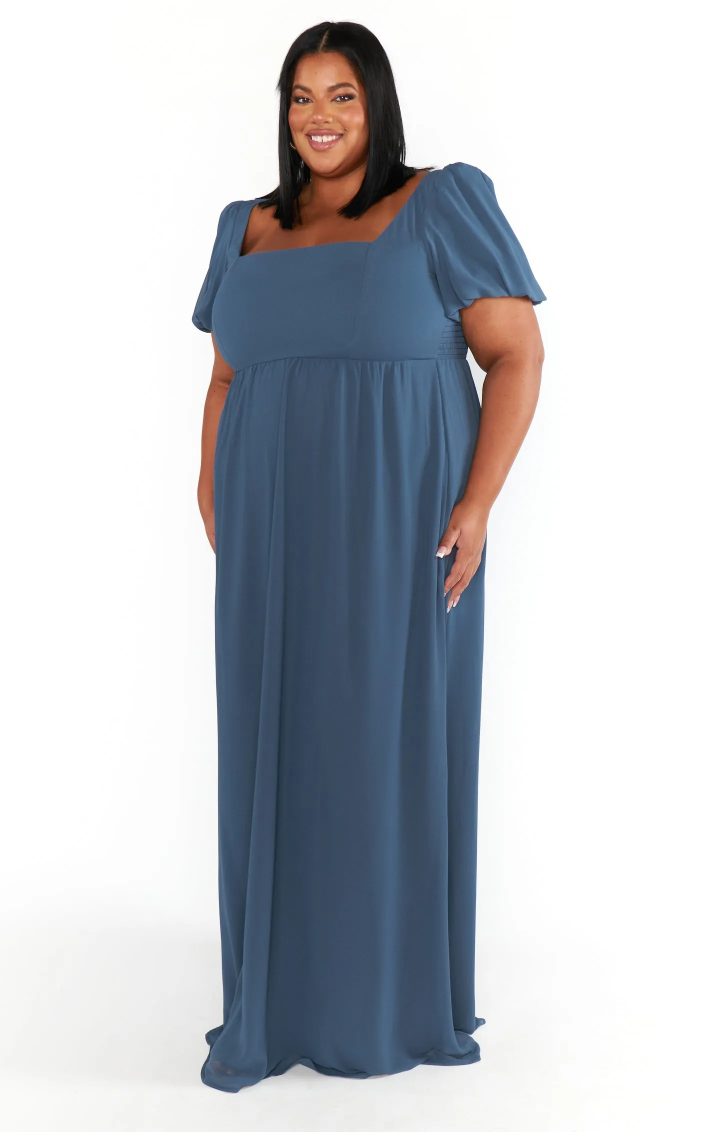 Nora Maxi Dress ~ Slate Blue Chiffon