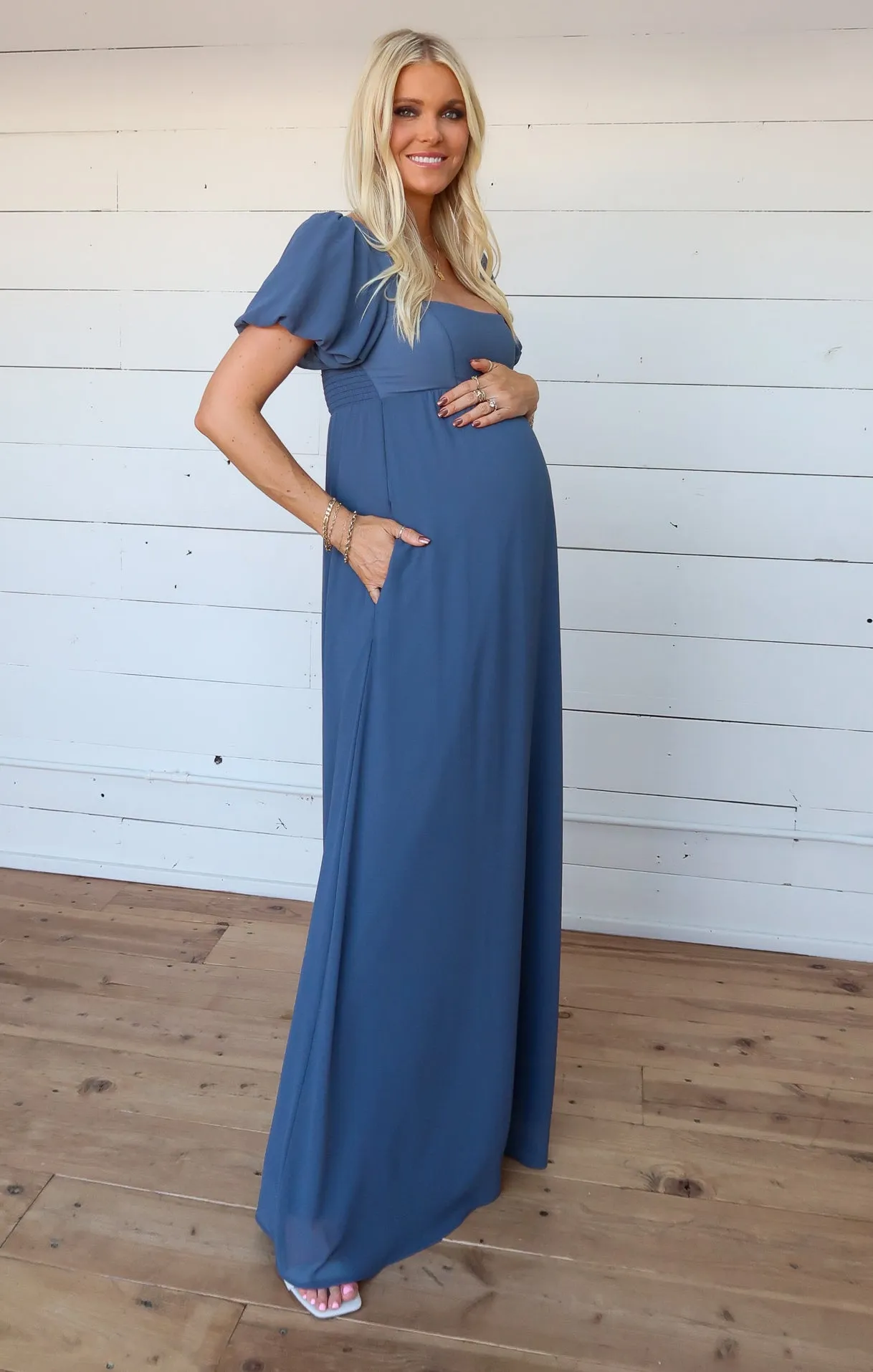 Nora Maxi Dress ~ Slate Blue Chiffon