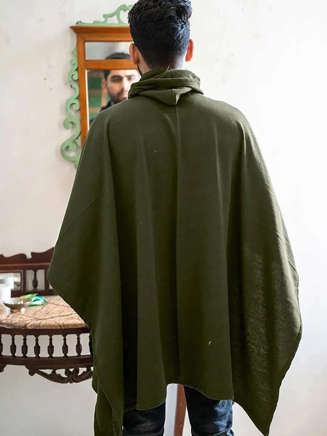 Olive Poncho Hoodie - Solid (Male)