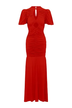 Olympia Maxi Dress in Red Crepe