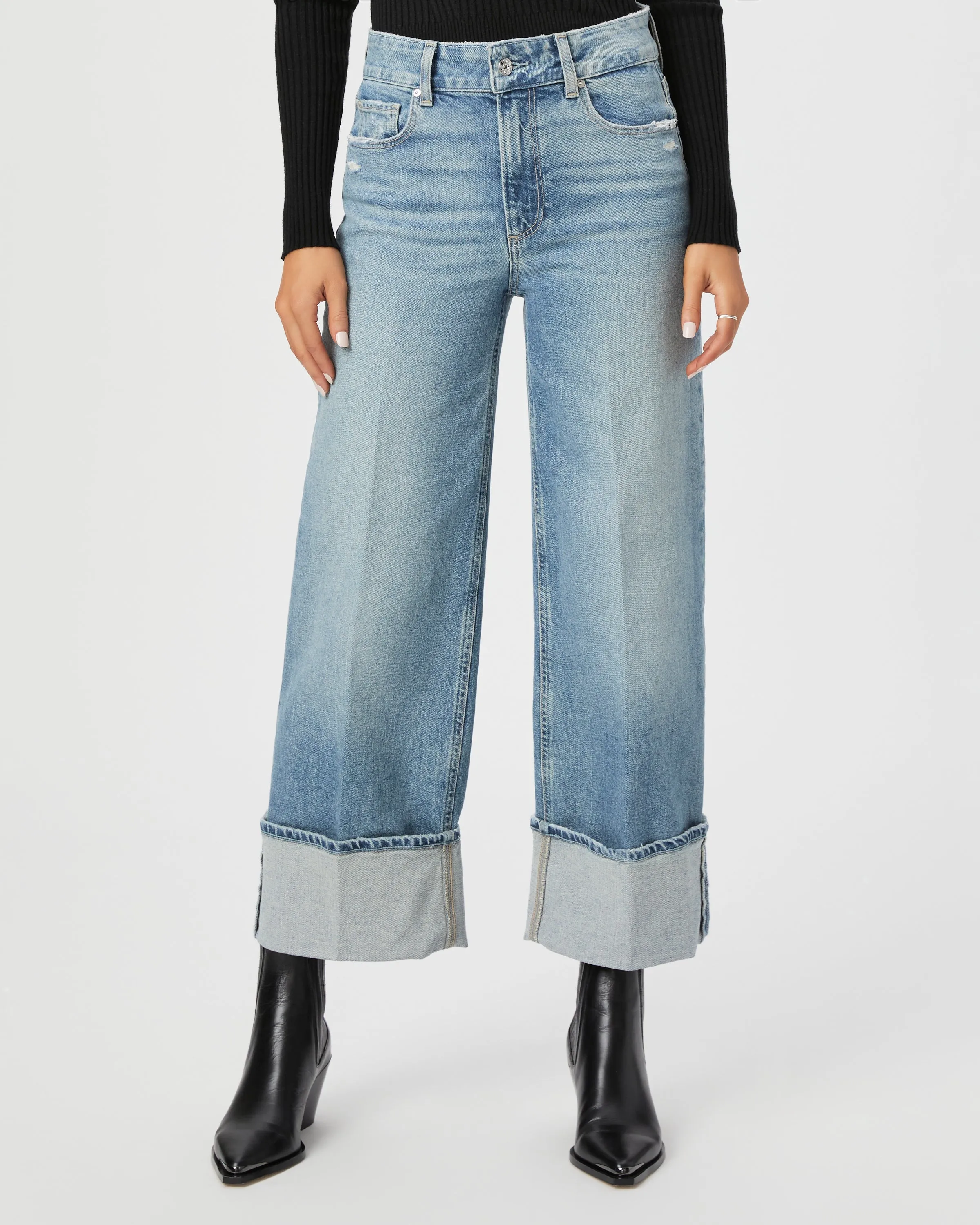 Paige Sasha Ankle Wide Leg Jean in Storybook Distressed