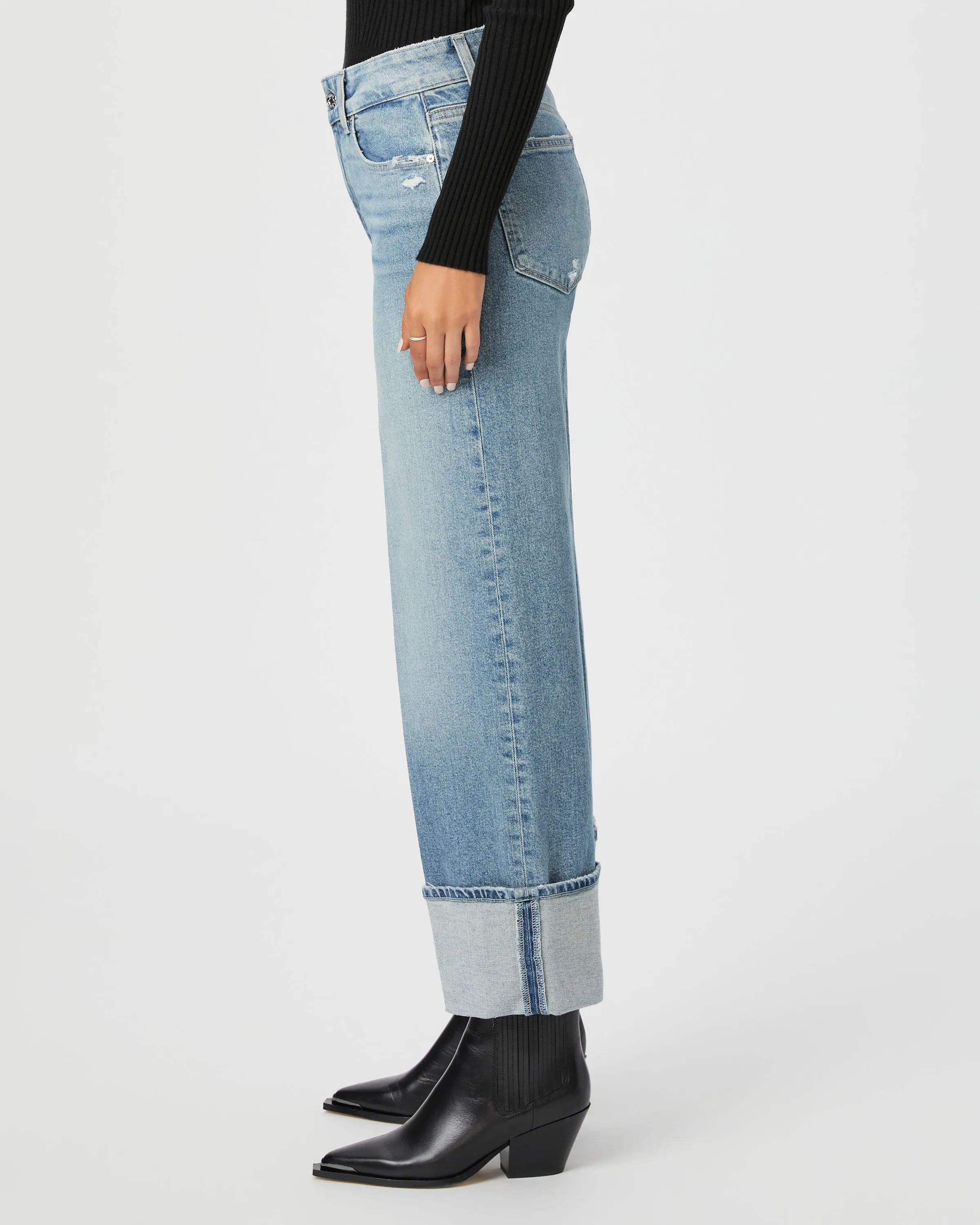 Paige Sasha Ankle Wide Leg Jean in Storybook Distressed