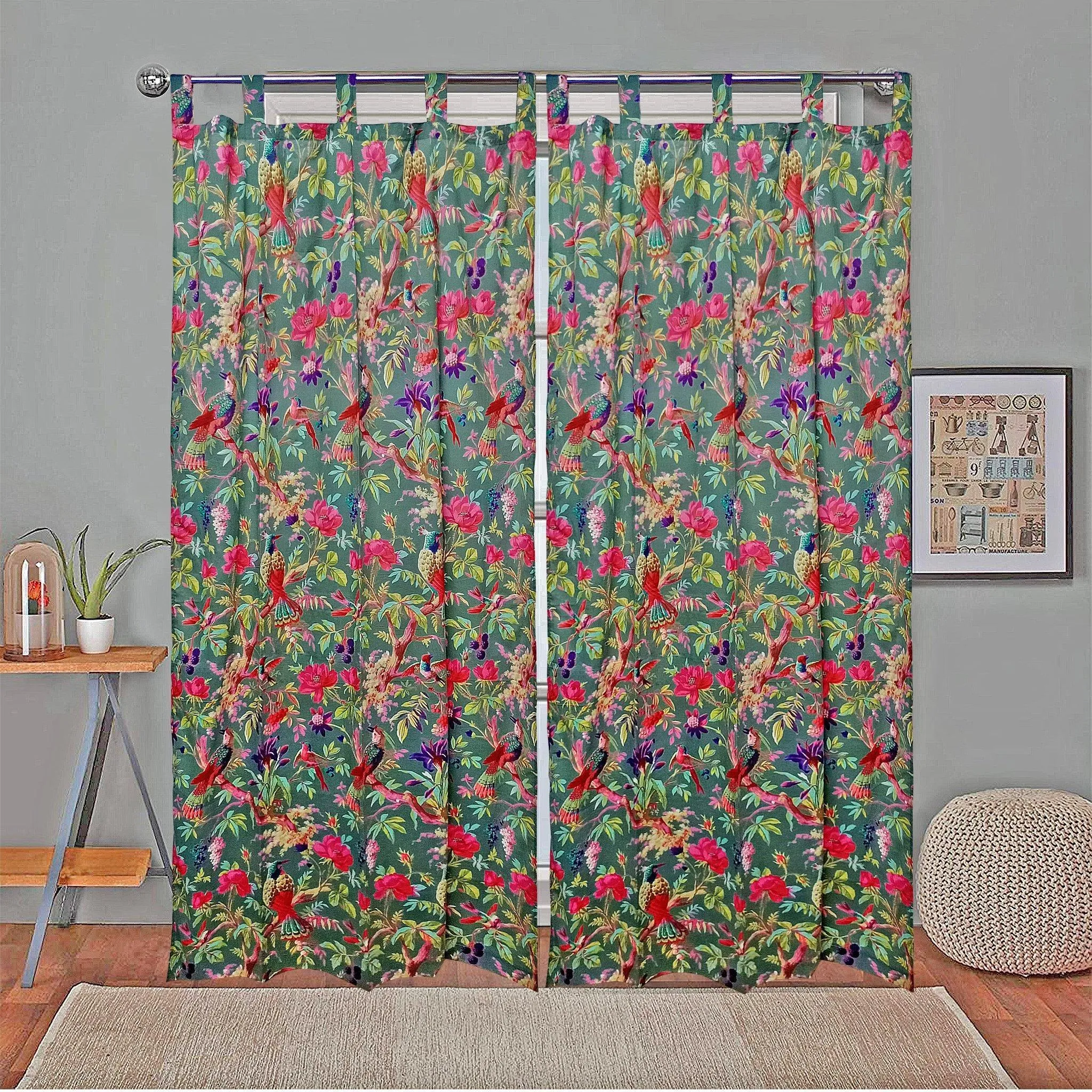 Paradise Curtain Pair- Teal