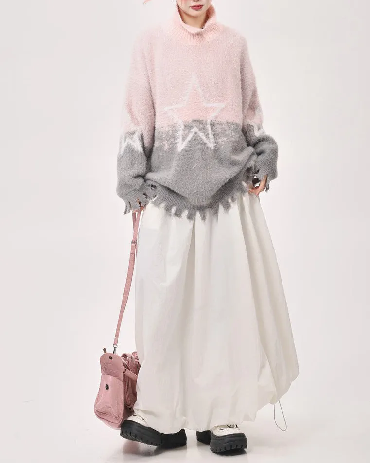 Pastel Knit Sweater with Star Design