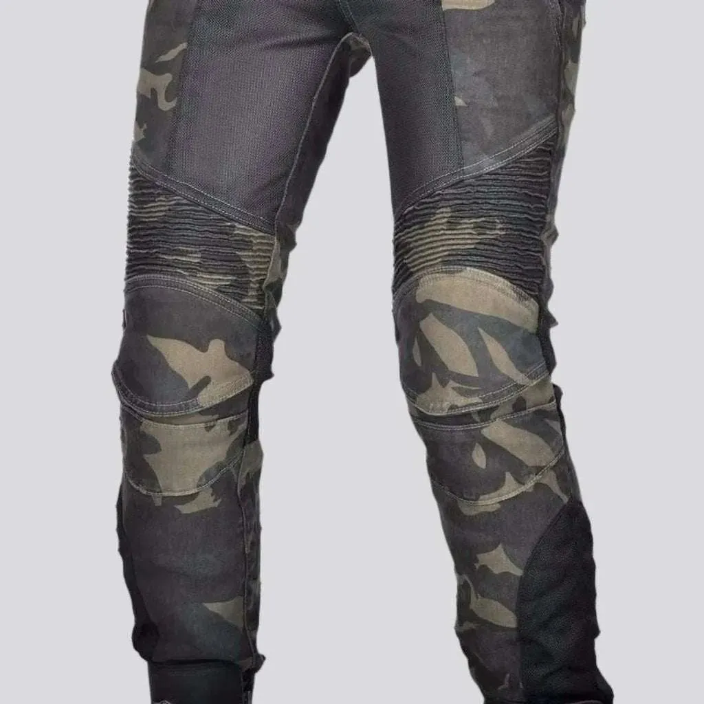 Patchwork biker jeans
 for women