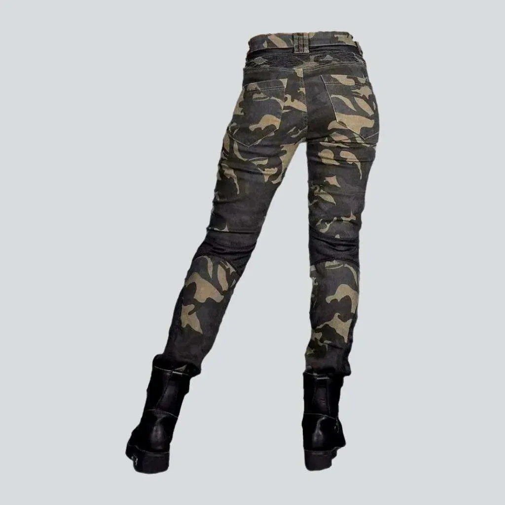 Patchwork biker jeans
 for women