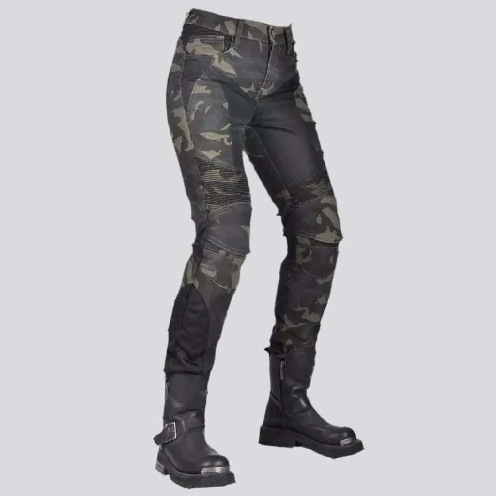 Patchwork biker jeans
 for women