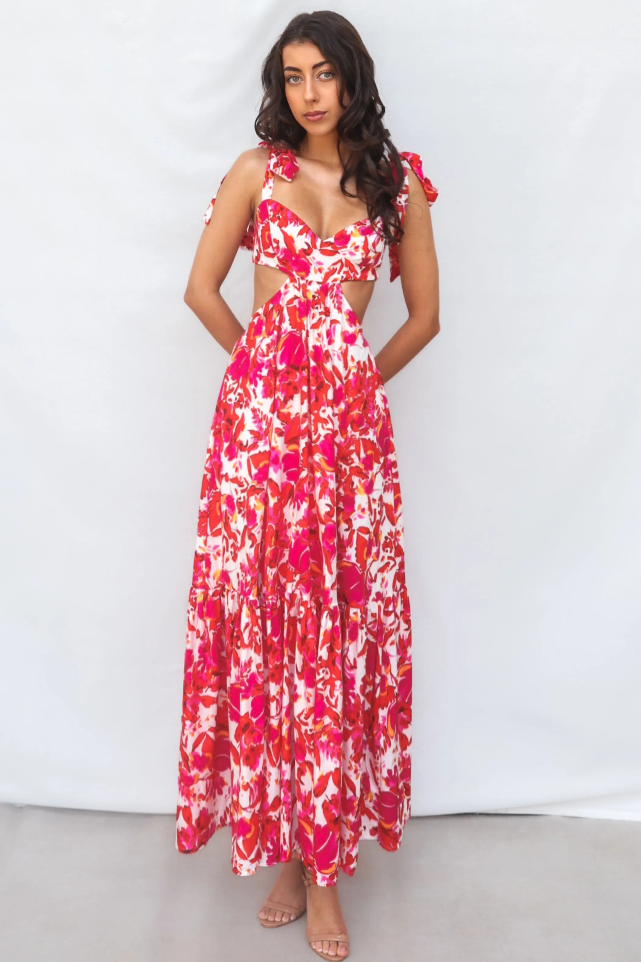 Pedro Maxi Dress - Red Floral