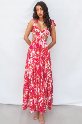 Pedro Maxi Dress - Red Floral