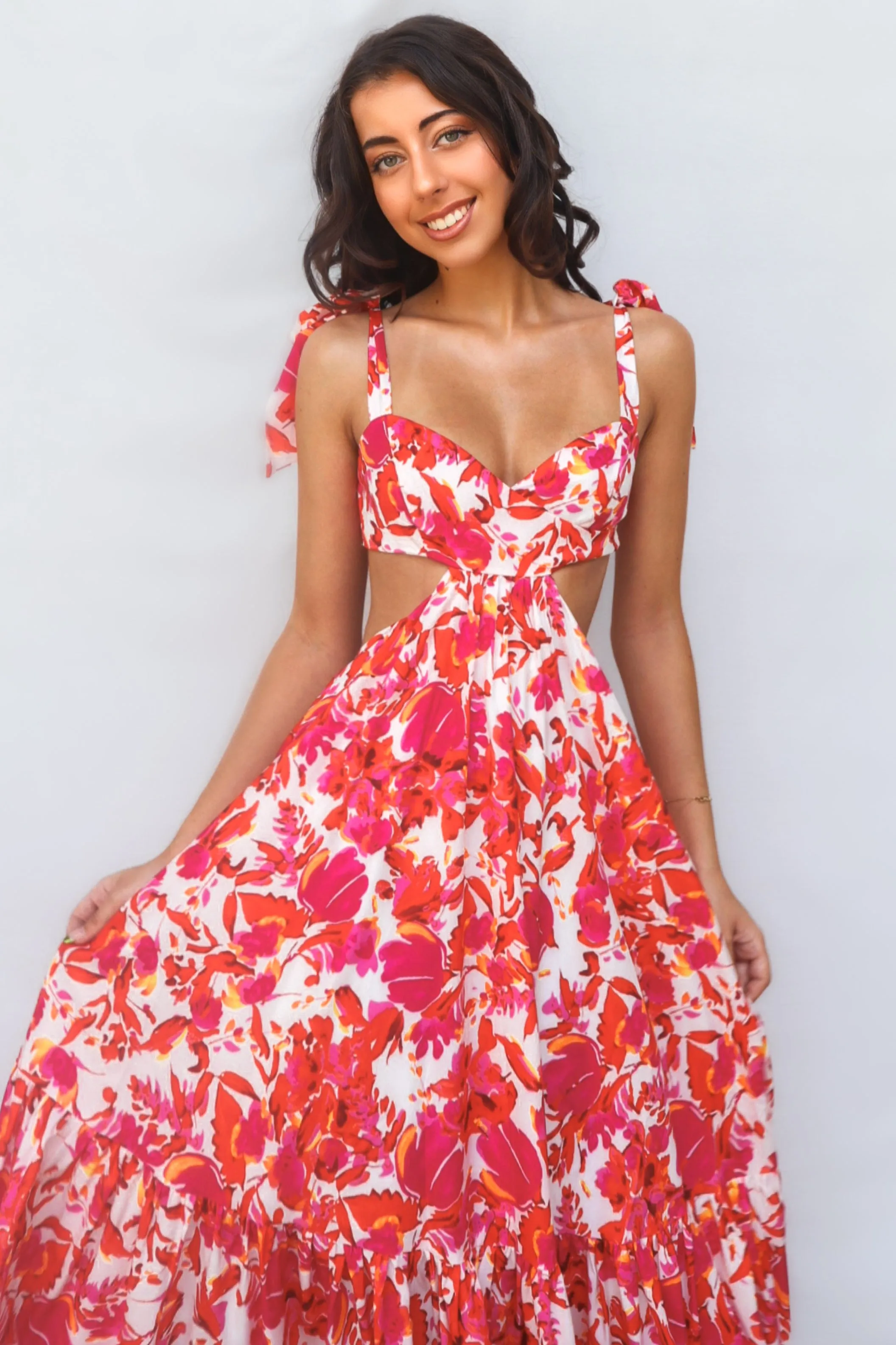 Pedro Maxi Dress - Red Floral