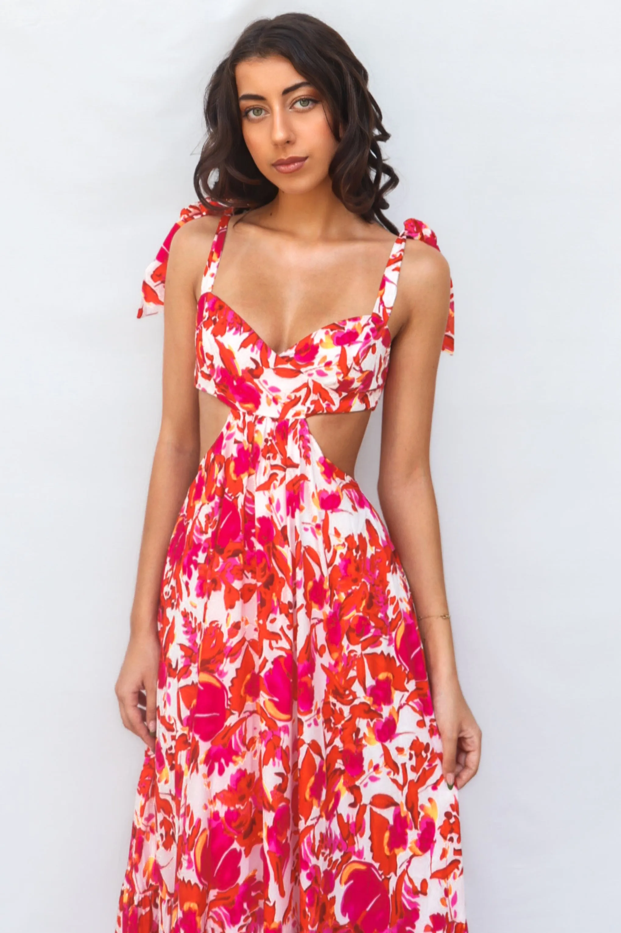 Pedro Maxi Dress - Red Floral