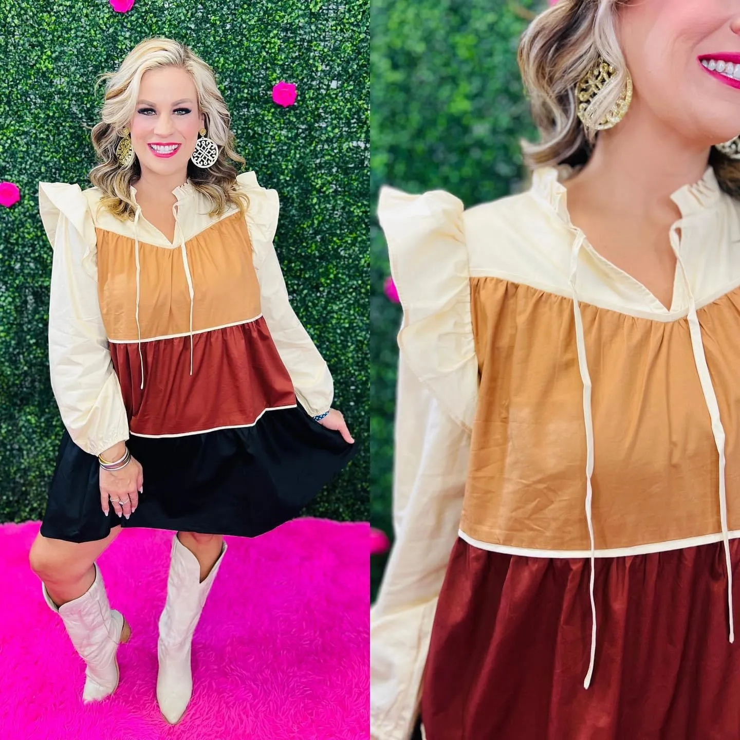 Picture Perfect | Plus Tiered Color Block Dress | 2 COLORS