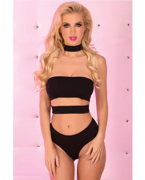 Pink Lipstick Body Bandage Bodysuit Black M-l