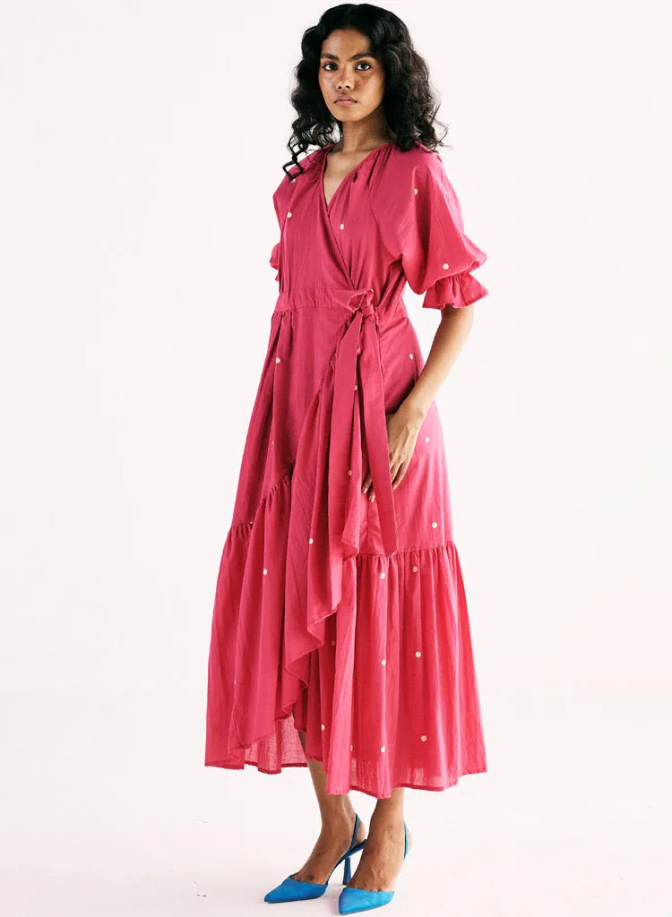 Pink Polka Wrap Dress