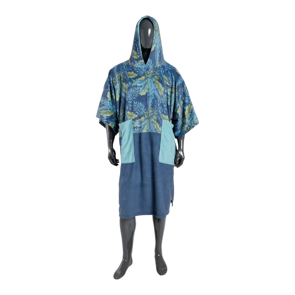 PLUSH PONCHO - DUO BLUE LEAF