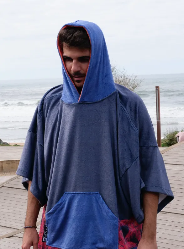 PLUSH PONCHO UNO NAVY PALM