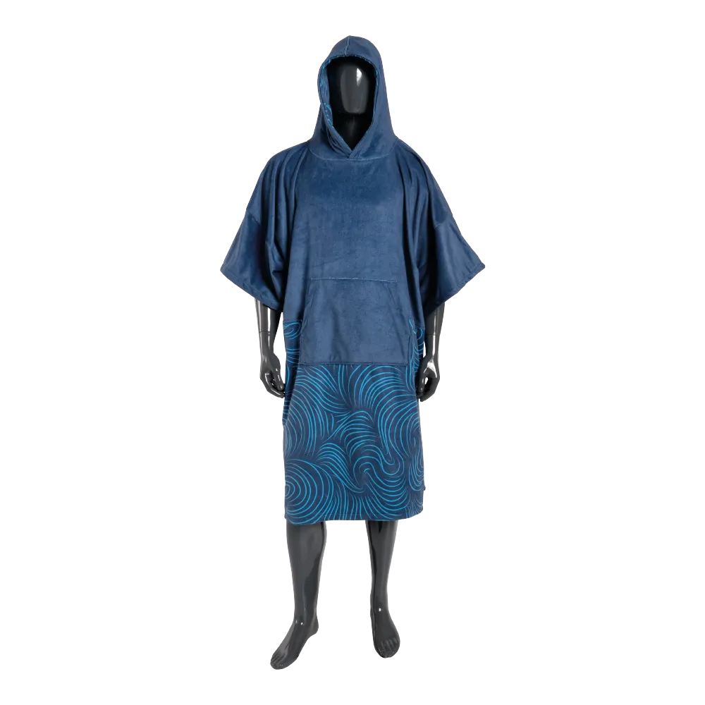 PLUSH PONCHO UNO NAVY SWIRL