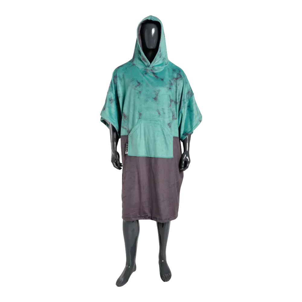 PLUSH PONCHO - UNO TEAL MARBLE