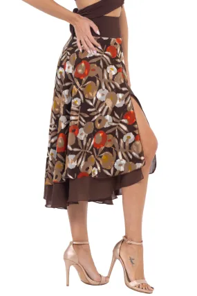 Poppy Print Georgette Two-layer Skirt