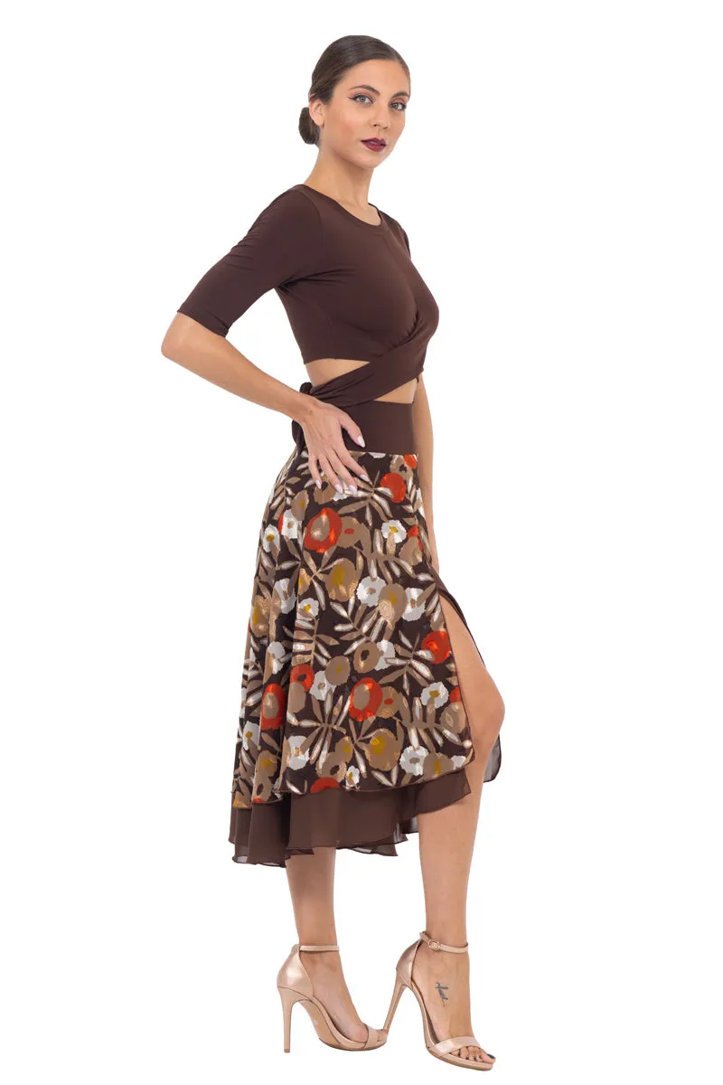 Poppy Print Georgette Two-layer Skirt