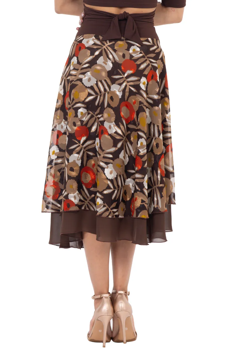 Poppy Print Georgette Two-layer Skirt