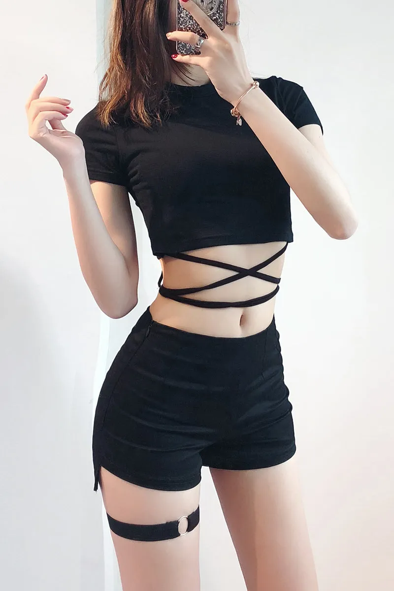 Punk high waist shorts  KF81013