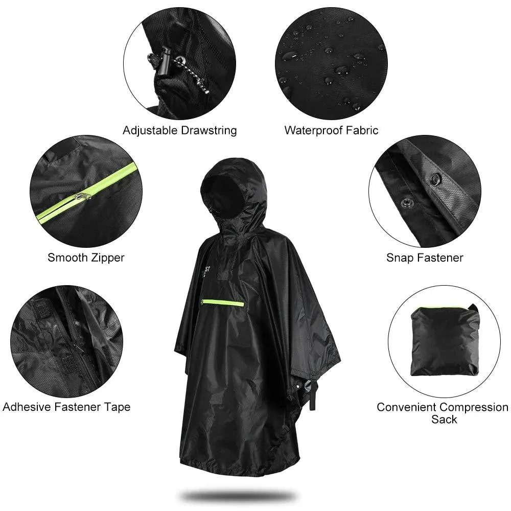 Rain Cape Men Women Raincoat Bicycle Raincoat Rain Coat Rainwear with Reflector Rainproof Poncho with Reflective Strip