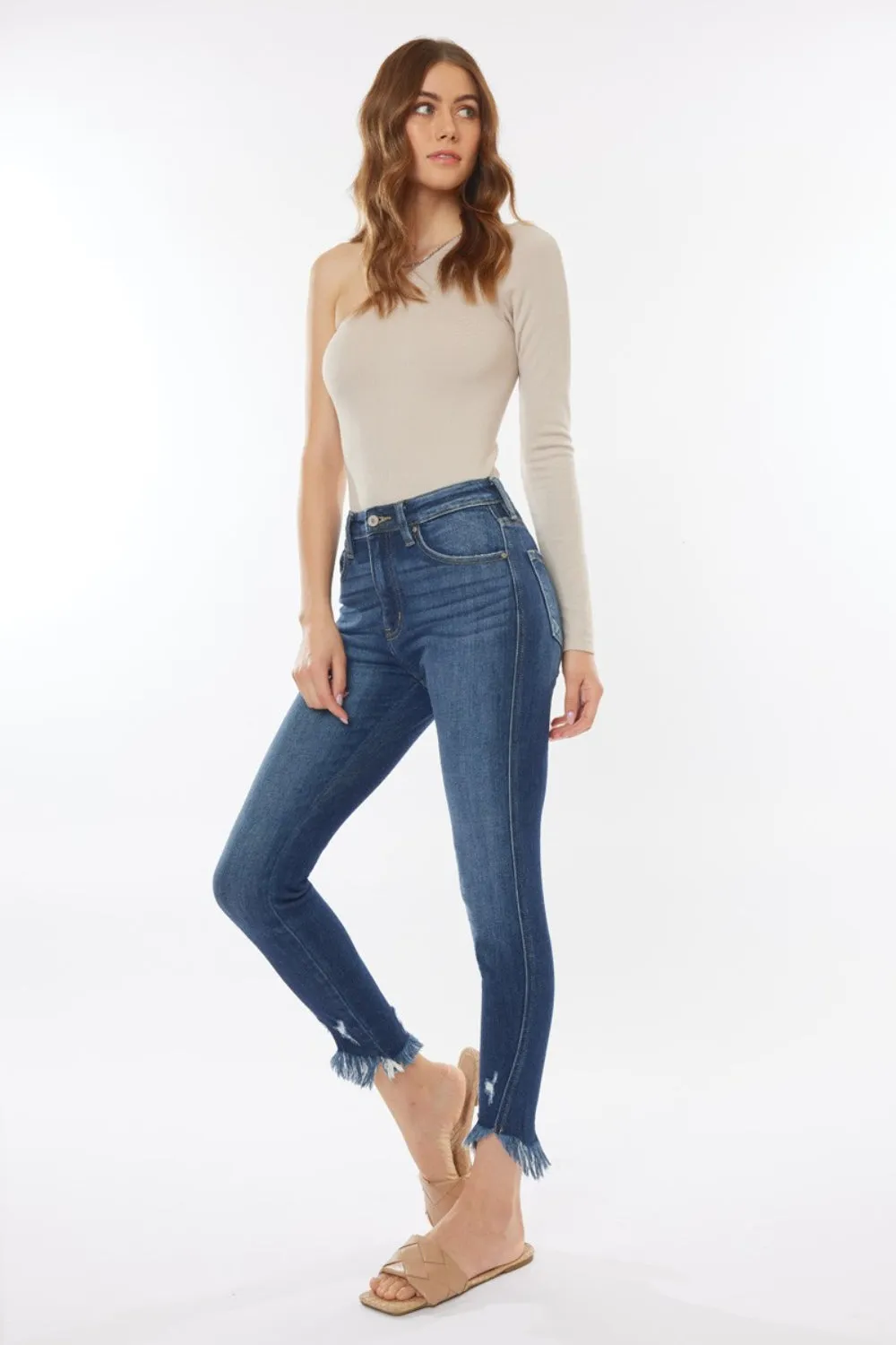 Raw Hem High Waist Cropped Jeans