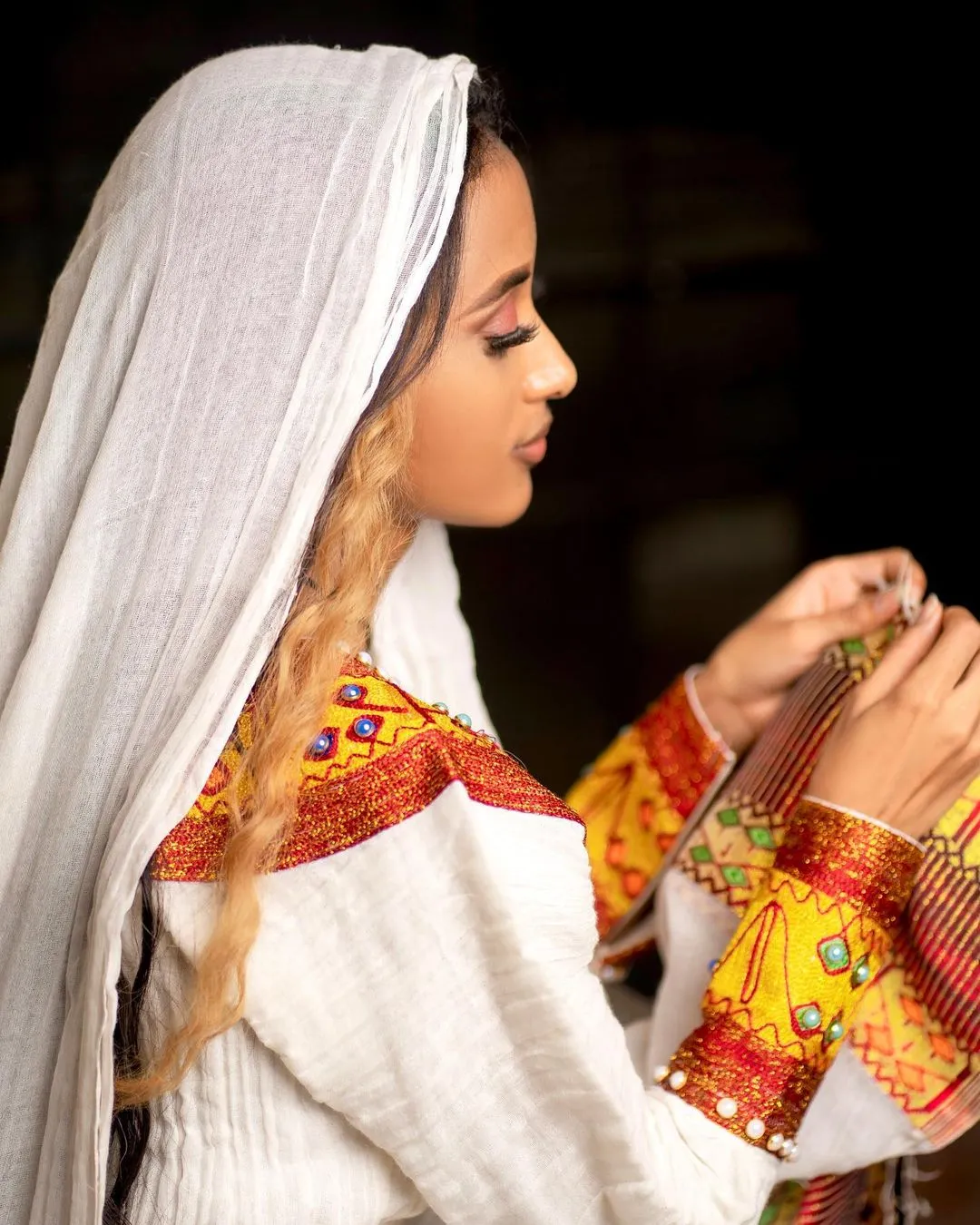 Red and Gold Habesha Dress Modern Beautiful Ethiopian Traditional Dress